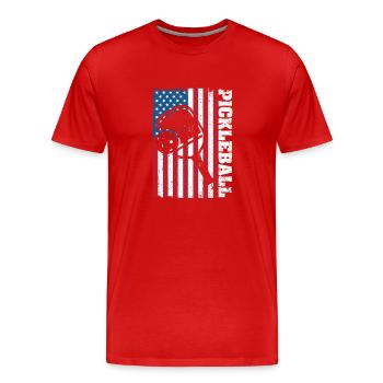 Pickleball USA Flag US Player Paddleball - T-shirt bio Premium Homme - rouge - Devant - Damien (186cm)