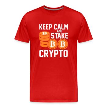 Ruhig Bleiben Und Auf Krypto Setzen - Männer Premium Bio T-Shirt - Rot - Vorne - Damien (186cm)