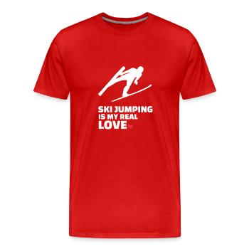 J’adore le saut à ski - T-shirt bio Premium Homme - rouge - Devant - Damien (186cm)