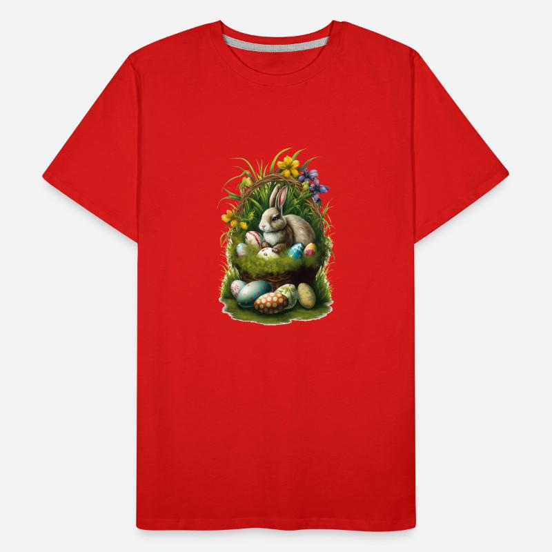 Easter Bunny with Easter Eggs Easter Men's Premium Organic T-Shirt