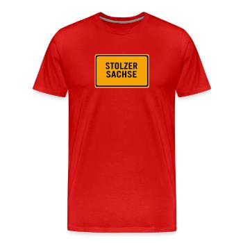 Sachsen Sachse Dresdner Dresden Stolz - Männer Premium Bio T-Shirt - Rot - Vorne - Damien (186cm)