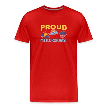 Fier météorologue Prévisions météorologiques Météorologie - T-shirt bio Premium Homme - rouge - Devant - Damien (186cm)