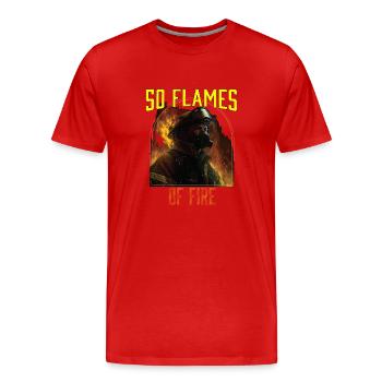 50 flammes de feu pompier pompier pompier - T-shirt bio Premium Homme - rouge - Devant - Damien (186cm)