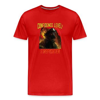 Niveau de confiance : Meilleur pompier de tous les temps - T-shirt bio Premium Homme - rouge - Devant - Damien (186cm)