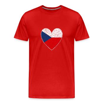 Tschechien Czechia Herz Kunstdesign Prag - Männer Premium Bio T-Shirt - Rot - Vorne - Damien (186cm)