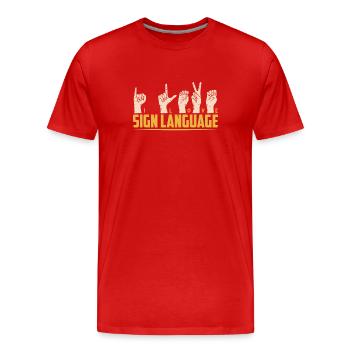 Ich Liebe Gebärdensprache Awareness Gebärden - Männer Premium Bio T-Shirt - Rot - Vorne - Damien (186cm)