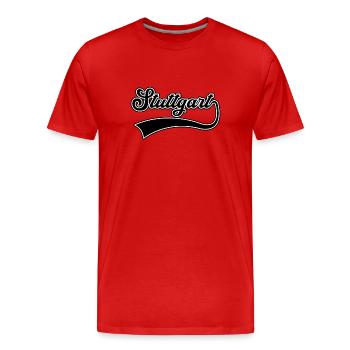 Lettrage de Stuttgart - T-shirt bio Premium Homme - rouge - Devant - Damien (186cm)