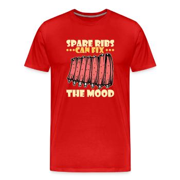 BBQ Spare Ribs Grill Smoker Meat Pork Rib - Men's Premium Organic T-Shirt - red - Front - Damien (186cm)