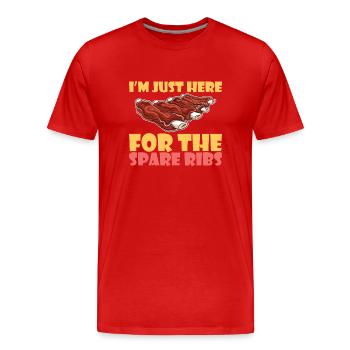 BBQ Spare Ribs Grill Smoker Meat Pork Rib - Men's Premium Organic T-Shirt - red - Front - Damien (186cm)