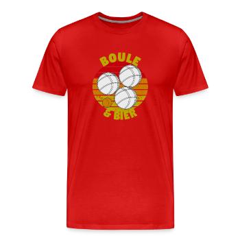 Boule Boccia Balle Sports Jeu de Boules de Pétanque - T-shirt bio Premium Homme - rouge - Devant - Damien (186cm)