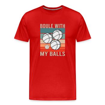 Boule Boccia Balle Sports Jeu de Boules de Pétanque - T-shirt bio Premium Homme - rouge - Devant - Damien (186cm)