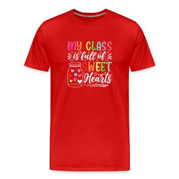 Ma classe est pleine de cœurs doux - T-shirt bio Premium Homme - rouge - Devant - Damien (186cm)