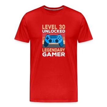 Niveau 30 Débloqué 30th Birthday Gamer - T-shirt bio Premium Homme - rouge - Devant - Damien (186cm)