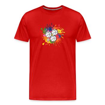 Boule Boccia Balle Sports Jeu de Boules de Pétanque - T-shirt bio Premium Homme - rouge - Devant - Damien (186cm)