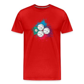 Boule Boccia Balle Sports Jeu de Boules de Pétanque - T-shirt bio Premium Homme - rouge - Devant - Damien (186cm)
