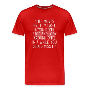 Citation - La vie va assez vite... - T-shirt bio Premium Homme - rouge - Devant - Damien (186cm)