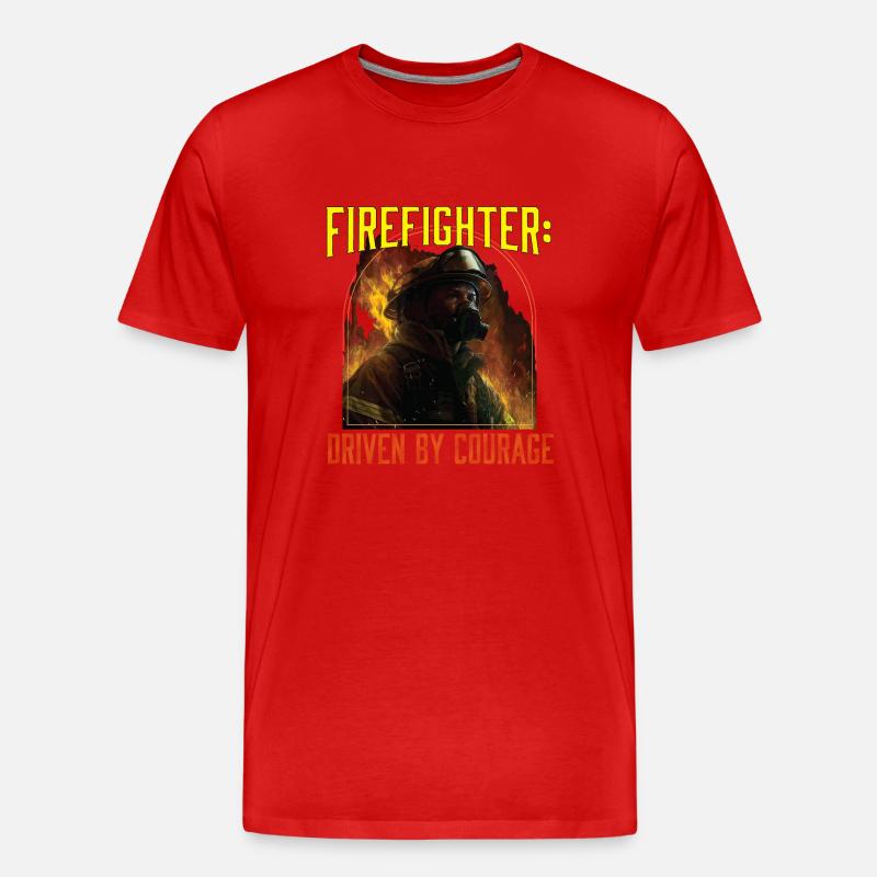 Firefighter: Driven by Courage Firefighting - Männer Premium Bio T-Shirt - Rot