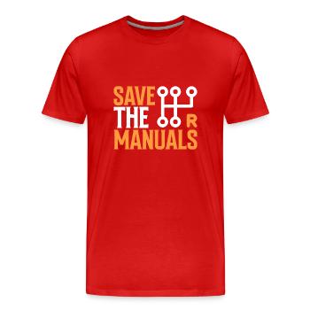 Save The Manuals - Auto - Männer Premium Bio T-Shirt - Rot - Vorne - Damien (186cm)