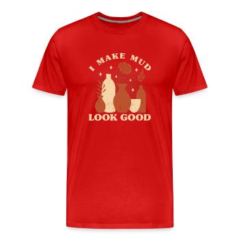 Four en céramique Cermaicist Pot de four en argile céramique - T-shirt bio Premium Homme - rouge - Devant - Damien (186cm)