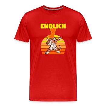 Dabbing Tiger 1 Geburtstag 1 Jahr Löwe witzig dab - Männer Premium Bio T-Shirt - Rot - Vorne - Damien (186cm)