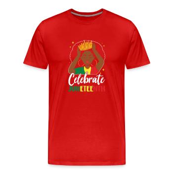 Célèbre le Juneteenth African American Black 1865 - T-shirt bio Premium Homme - rouge - Devant - Damien (186cm)