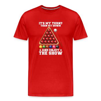 Joueur de snooker Cue Stick Billard Craie - T-shirt bio Premium Homme - rouge - Devant - Damien (186cm)