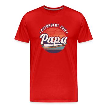 Frischgebackener Papa, Befördert zum Papa - Männer Premium Bio T-Shirt - Rot - Vorne - Damien (186cm)