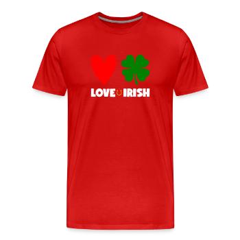 St Patricks Day Accessories Ireland Shamrock Decoration - Men's Premium Organic T-Shirt - red - Front - Damien (186cm)