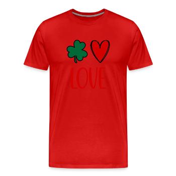 St Patricks Day Accessories Ireland Shamrock Decoration - Men's Premium Organic T-Shirt - red - Front - Damien (186cm)