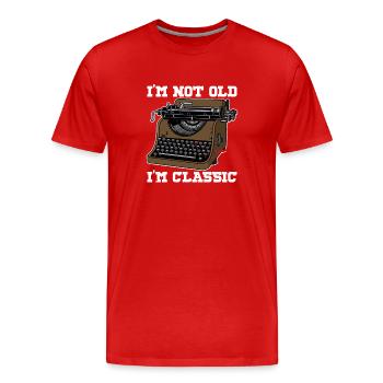 Livres Ecrivains Écriture Machine à écrire - T-shirt bio Premium Homme - rouge - Devant - Damien (186cm)