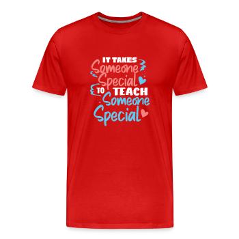Éducation spécialisée, Éducation spécialisée - T-shirt bio Premium Homme - rouge - Devant - Damien (186cm)