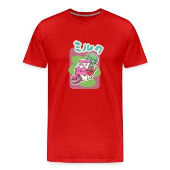 Milkshake Fraise Japon Macarons Cadeau - T-shirt bio Premium Homme - rouge - Devant - Damien (186cm)