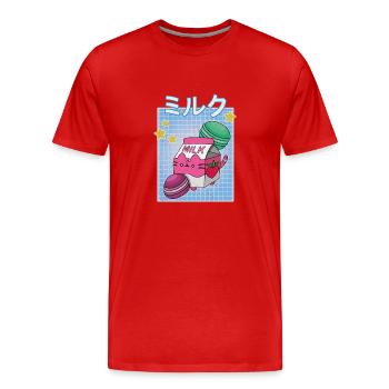Macarons Kawaii Milkshake Japana Fraise - T-shirt bio Premium Homme - rouge - Devant - Damien (186cm)