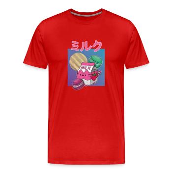 Japon Boisson japonaise Milkshake à la fraise - T-shirt bio Premium Homme - rouge - Devant - Damien (186cm)