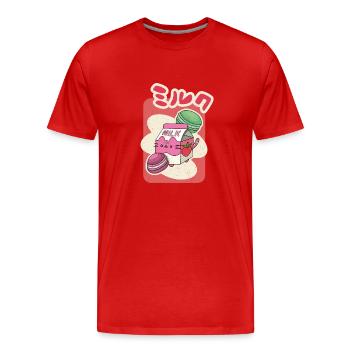 Milkshake Fraise Japon Macarons Cadeau - T-shirt bio Premium Homme - rouge - Devant - Damien (186cm)