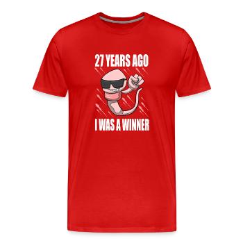 Mann Sperma Geburtstag 27 Jahre alt - Männer Premium Bio T-Shirt - Rot - Vorne - Damien (186cm)