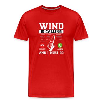 The wind is calling and I have to leave - Men's Premium Organic T-Shirt - red - Front - Damien (186cm)