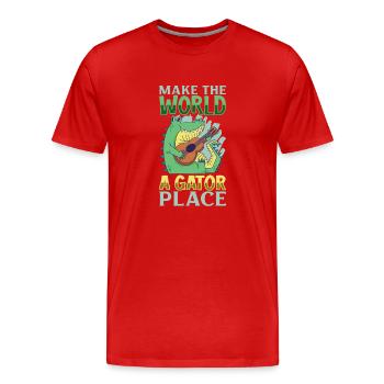Alligator Crocodile Animal Reptile Zoo Lézard Love - T-shirt bio Premium Homme - rouge - Devant - Damien (186cm)