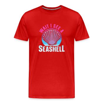 Attendez, je vois un coquillage ramasser des coquillages - T-shirt bio Premium Homme - rouge - Devant - Damien (186cm)
