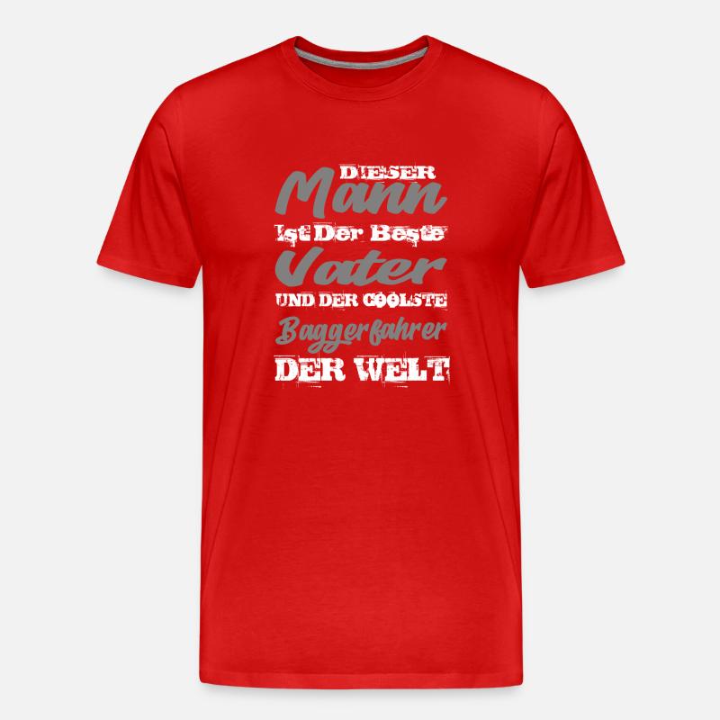Baggerfahrer - Männer Premium Bio T-Shirt - Rot