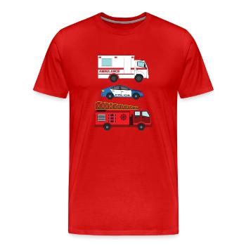 Ambulance de police Camion de pompiers _ - T-shirt bio Premium Homme - rouge - Devant - Damien (186cm)
