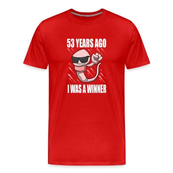 Mann Sperma Geburtstag 53 Jahre alt - Männer Premium Bio T-Shirt - Rot - Vorne - Damien (186cm)