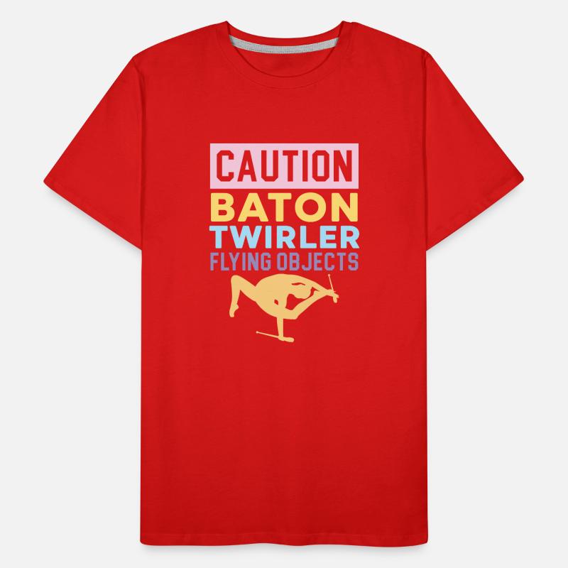 Caution Baton Twirler Flying objects Baton Twi Men's Premium Organic T-Shirt