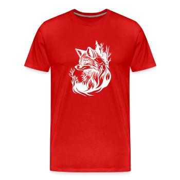Hübscher niedlicher Tattoo Style Fuchs im Wald - Männer Premium Bio T-Shirt - Rot - Vorne - Damien (186cm)