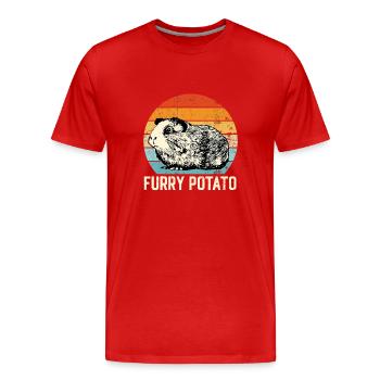 Meerschweinchen Idee, Pelzige Kartoffel - Männer Premium Bio T-Shirt - Rot - Vorne - Damien (186cm)