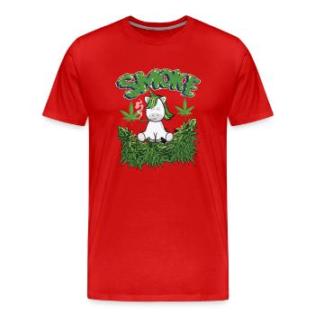 MARIHUANA SMOKE 420 CANNABIS WEED HANF DESIGN - Männer Premium Bio T-Shirt - Rot - Vorne - Damien (186cm)