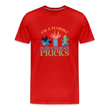 Ich Bin Florist Ich Bin Gewohnt Mit Stichen - Männer Premium Bio T-Shirt - Rot - Vorne - Damien (186cm)