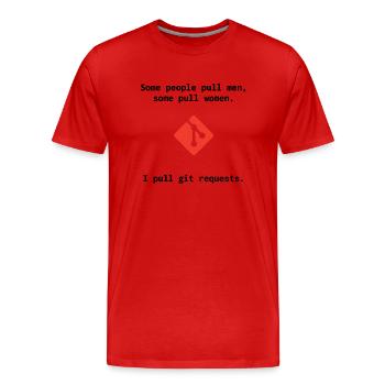 Git Witz - Pull Requests - Männer Premium Bio T-Shirt - Rot - Vorne - Damien (186cm)