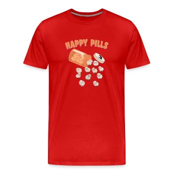 Happy Pills Schafe Lustige Farm Tierliebhaber Humor - Männer Premium Bio T-Shirt - Rot - Vorne - Damien (186cm)
