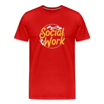 Équipe de travail social Travailleur social Travail social - T-shirt bio Premium Homme - rouge - Devant - Damien (186cm)